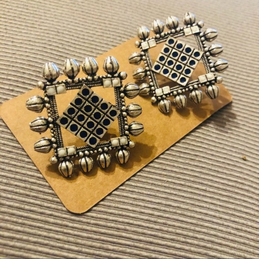 Elegant Hand Made German Silver Earrings Ethnic Boho Earrings